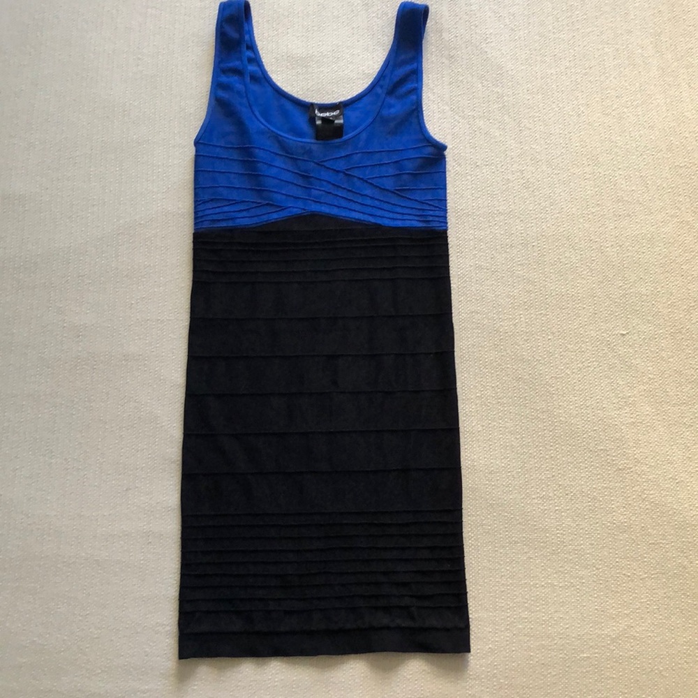 Bebe Colorblock Blue/Black Tank Dress